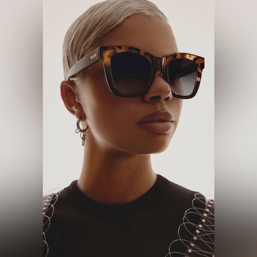 Quay Australia Tortoiseshell Square Sunglasses with Black Gradient Lenses